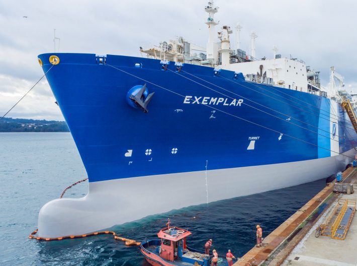 Clean energy LNG ship in ocean
