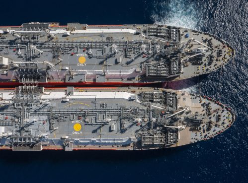 Clean energy LNG ship to ship transfer performed by a buoy at LNG terminal