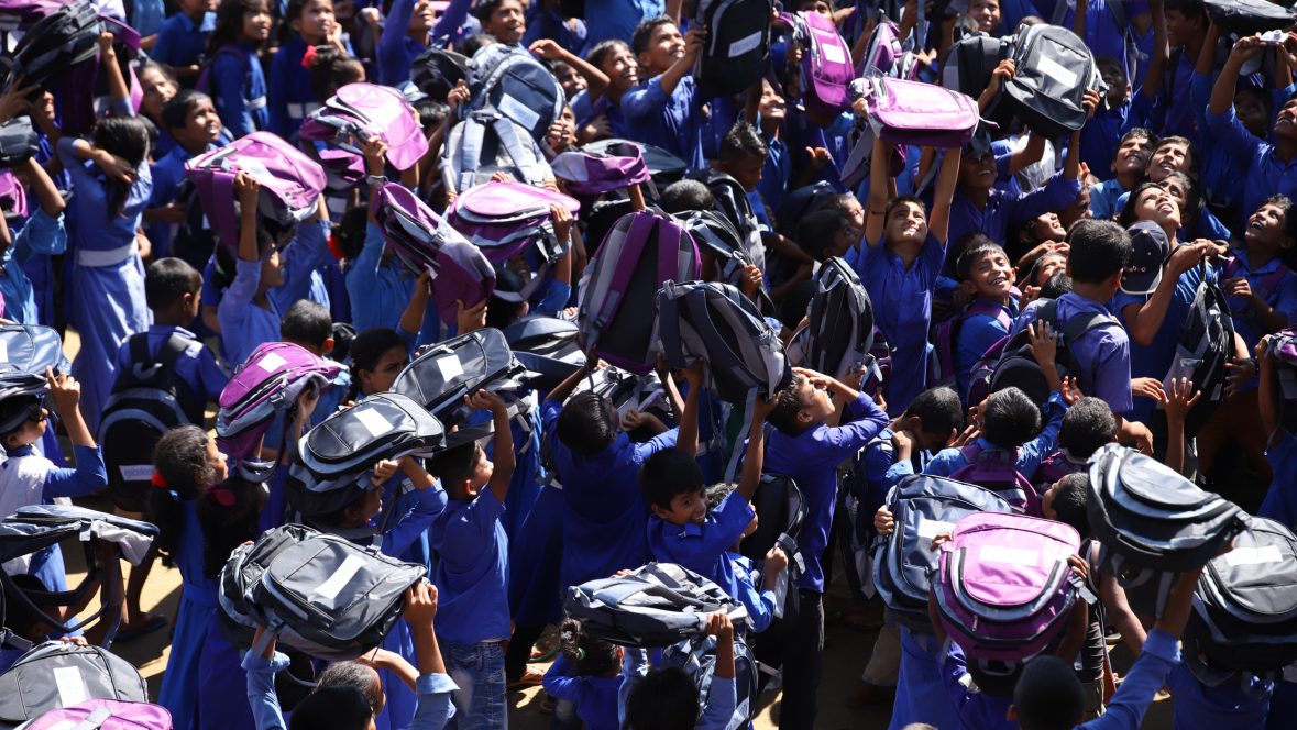 Children in Bangladesh with Excelerate Backpacks