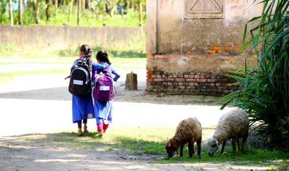 Children in Bangladesh with Excelerate Backpacks