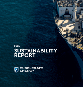 The front cover of Excelerate Energy's 2024 sustainability report.